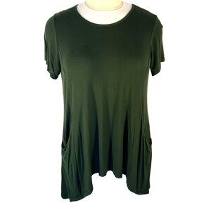 RDI Swing Tunic Tee Womens 2X Sharkbite Short Sleeve Stretch 2 Pocket Scoop Neck
